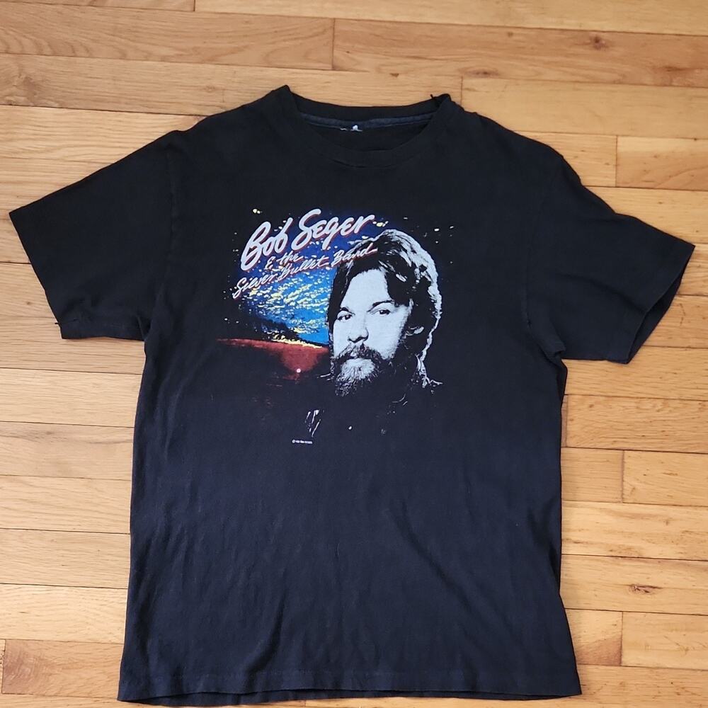 Bob Seger The Distance Tour 1983 Vintage Black Graphic Tee S/M